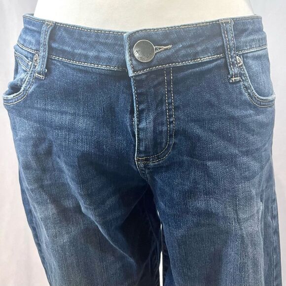 Kut from the Kloth low rise slightly distressed straight leg blue jeans size 8 - Picture 2 of 7